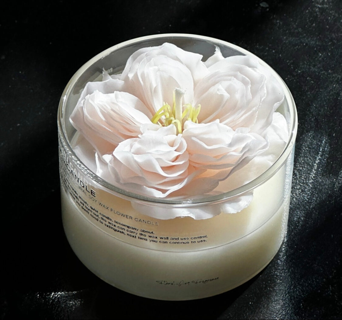 Plant Art Handmade Production Supports Customization Flower Shape Candles with Glass Holder