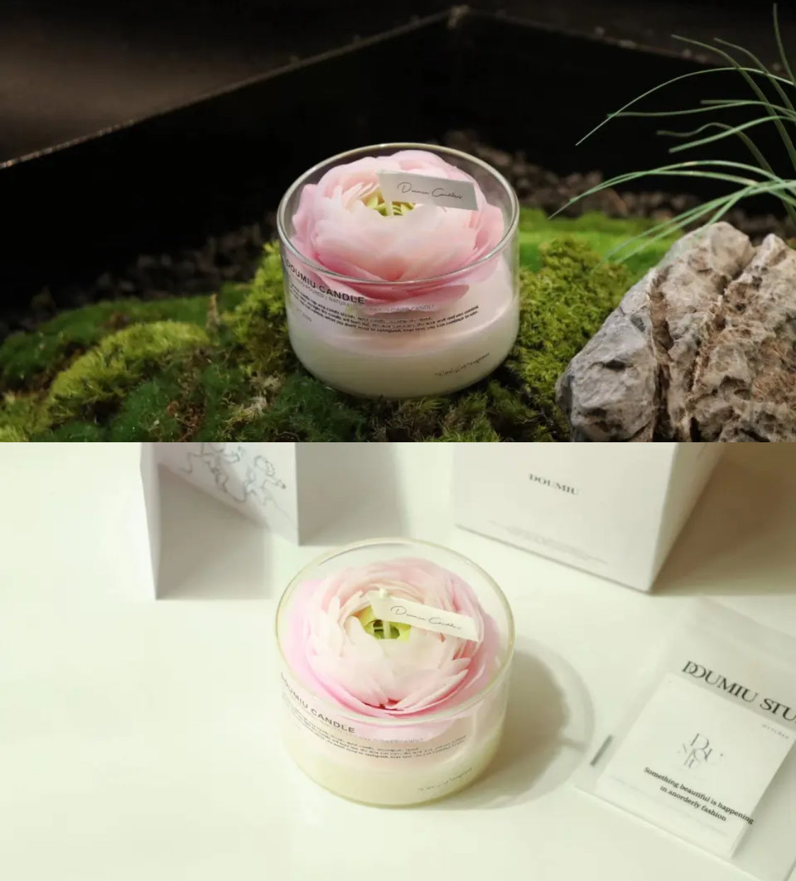 Plant Art Handmade Production Supports Customization Flower Shape Candles with Glass Holder